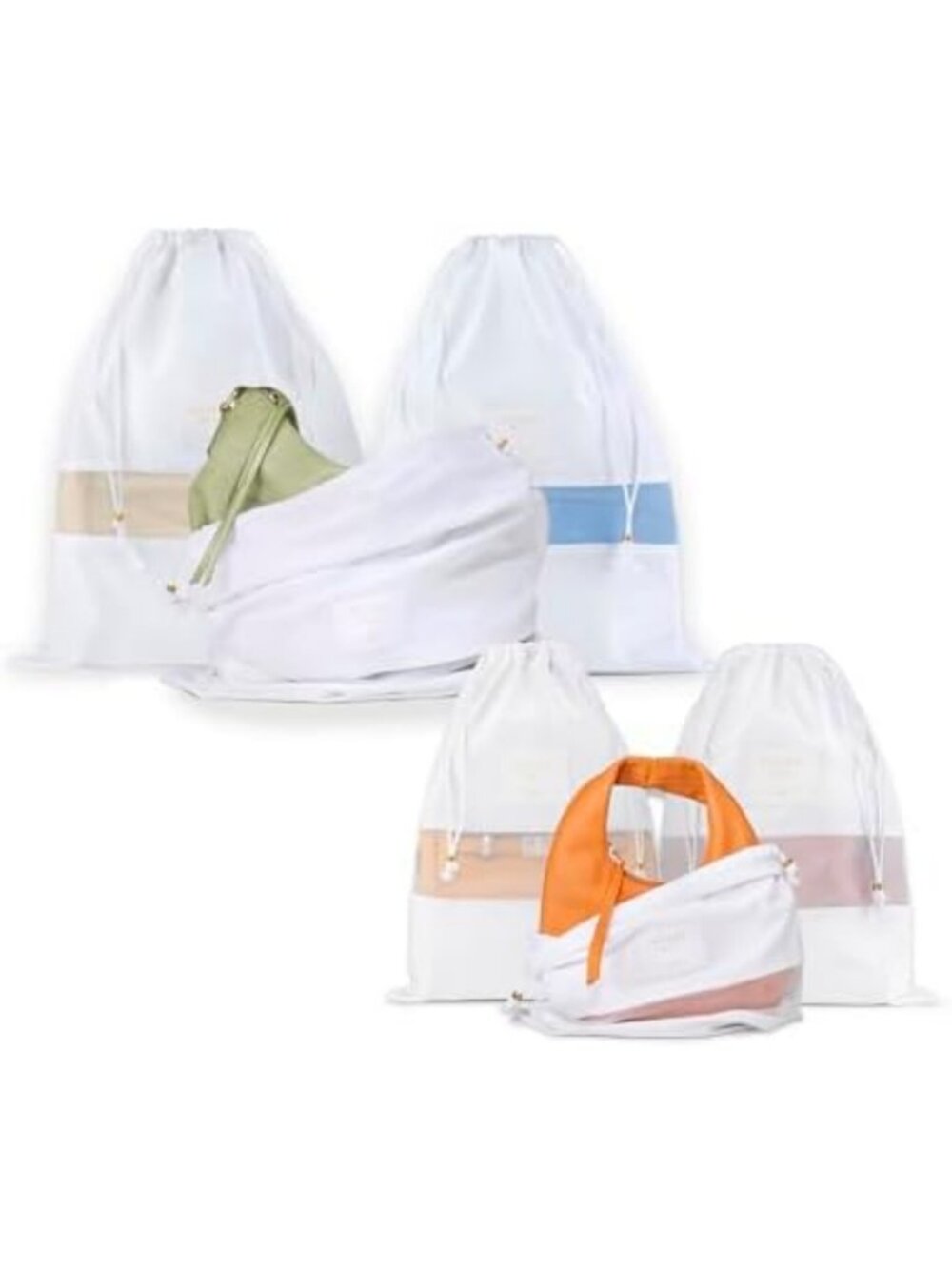Organic Cotton Dust Bags for Handbags - 6 Pack (Small-Medium) - Eco-Friendly